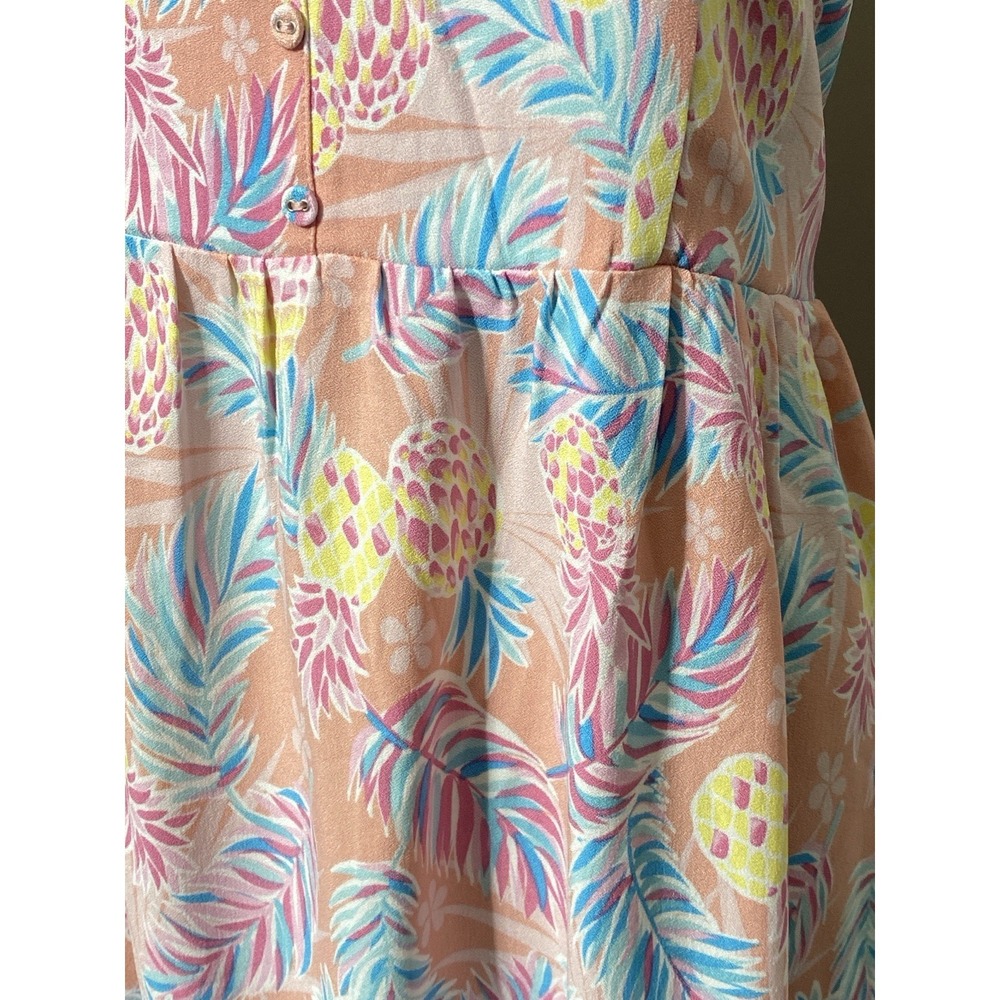 Simply Southern Tank Dress Maxi Soft Floral Pineapple Beachy Resort Wear Size L - Picture 4 of 10